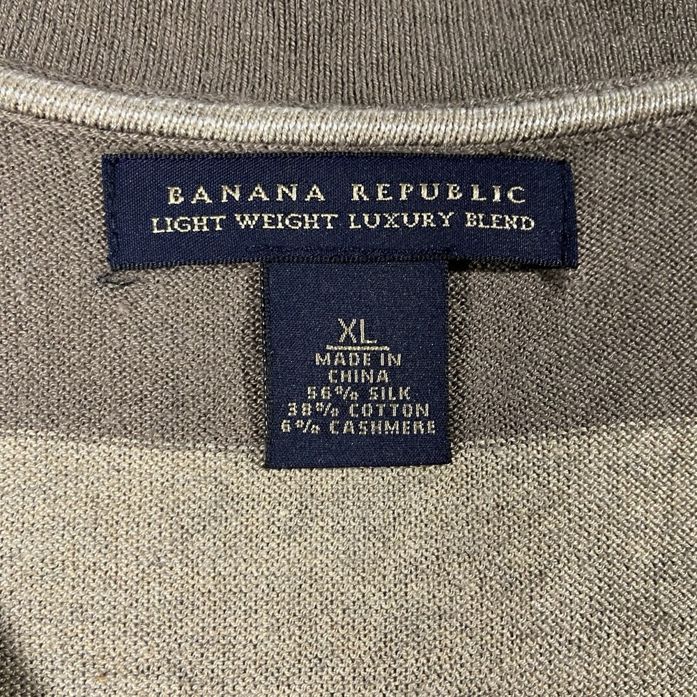 Y2K Banana Republic Silk Blend Striped V-neck Sweater Vest Brown Men's XL Preppy - Picture 2 of 9